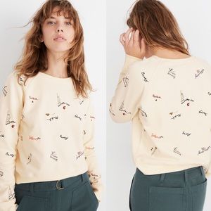 Madewell Embroidered Subway Graffiti Shrunken Sweater